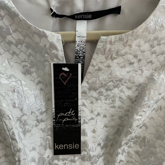 Kensie Silver Metallic Patterned Sleeveless Fit & Flare Mini Dress Size Small - Picture 9 of 10